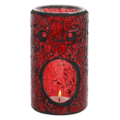 Red Pillar Crackle Glass Oil Burner