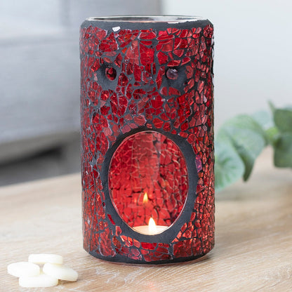 Red Pillar Crackle Glass Oil Burner