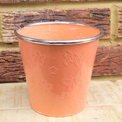 Peachy Orange Zinc Plant Pot