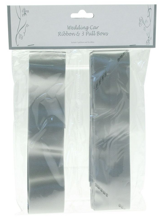 Silver Car Ribbon & Pull Bows