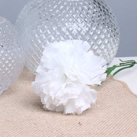 White Single Silk Carnations Pack of 12