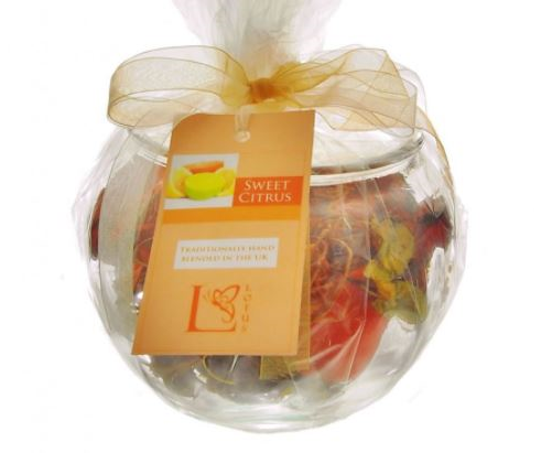 Sweet Citrus Scented Pot Pouri in a Fishbowl