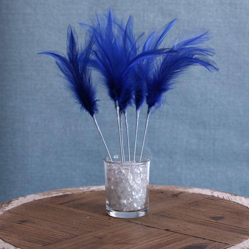 Royal Blue Narrow Fluff Feathers (6 Pack)