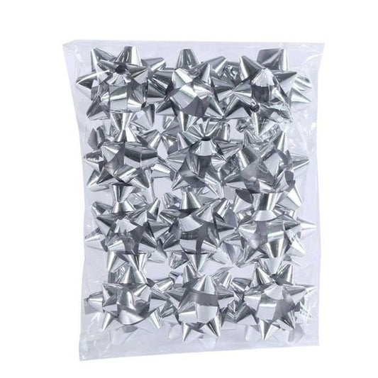 Pack of 12 Metallic Silver Mini Bows