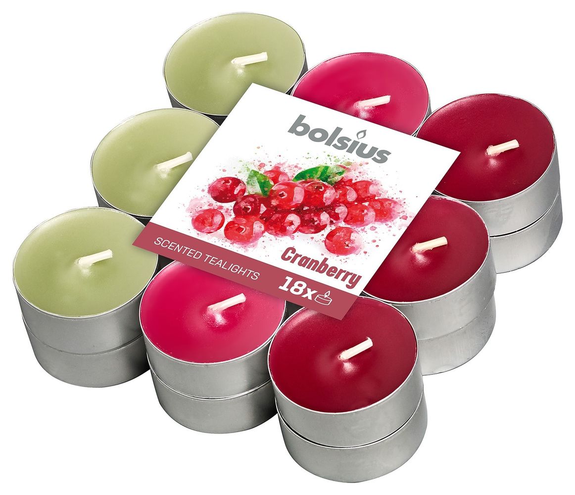 Pack of 18 Bolsius Cranberry Tealights