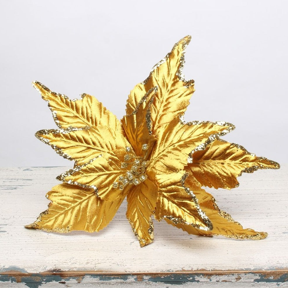 Large Gold Poinsettia Pick