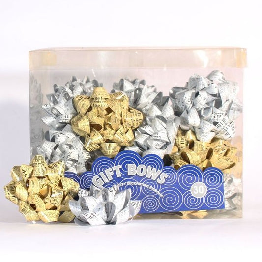 Pack of 30 Silver & Gold Happy Birthday Gift Bows