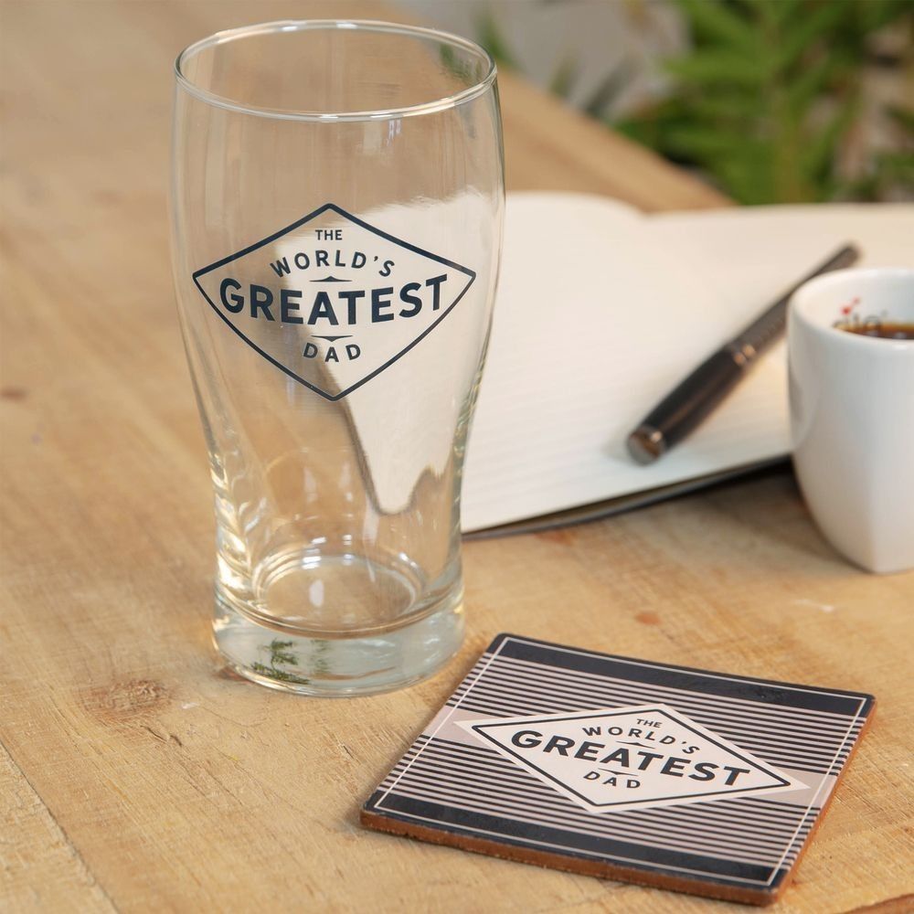 Dad Pint Glass and Coaster Set