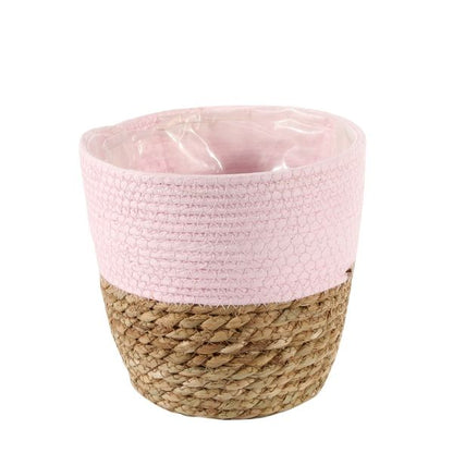 Pink and Natural Two Tone Basket Planter (19cm)