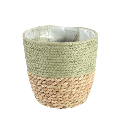 Green and Natural Two Tone Basket Planter (19cm)