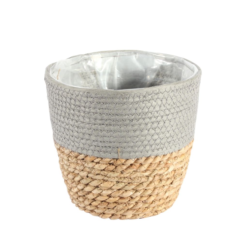 Grey and Natural Two Tone Basket Planter (19cm)