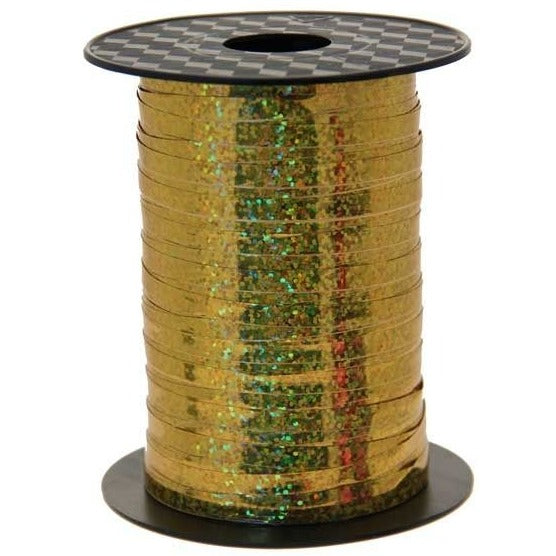 250m Gold Holographic Curling Ribbon (5mm)