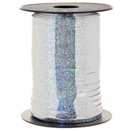 250m Silver Holographic Curling Ribbon (5mm)