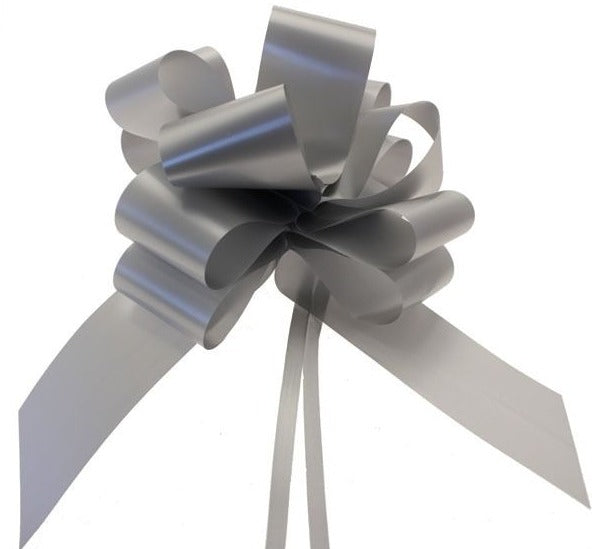 Pack of 20 Silver Pull Bow Ribbon 50mm