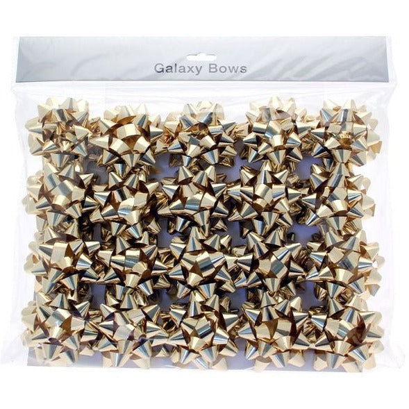 Pack of 20 Sticky Back Bows Metallic Gold