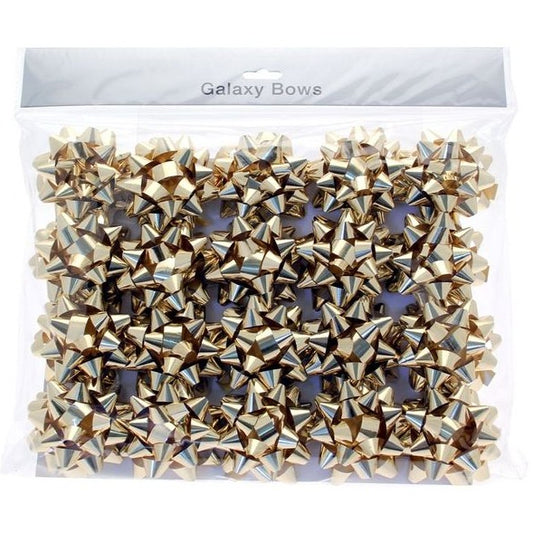 Pack of 20 Sticky Back Bows Metallic Gold