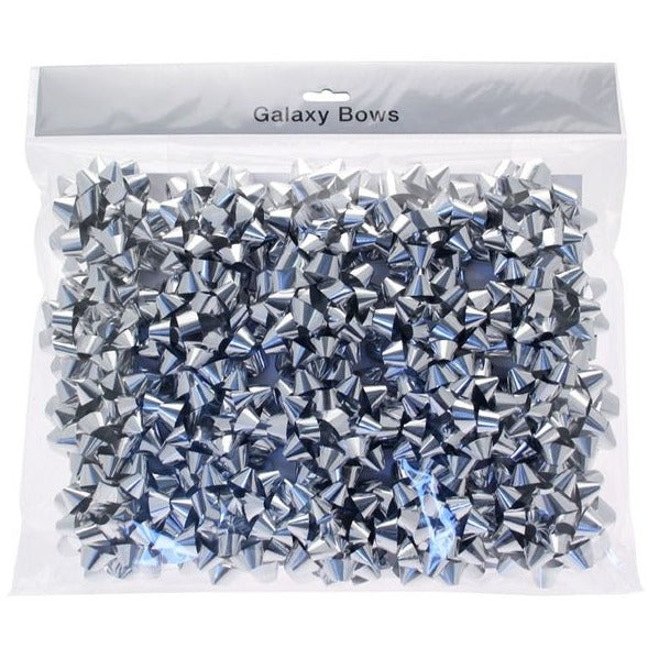 Pack of 20 Sticky Back Bows Metallic Silver