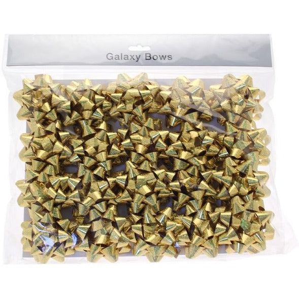 Pack of 20 Sticky Back Bows Holographic Gold