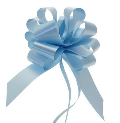 Pack of 20 Light Blue Pull Bow Ribbon 50mm