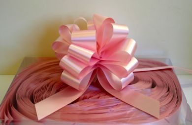 Pack of 20 Baby Pink Pull Bow Ribbon 50mm