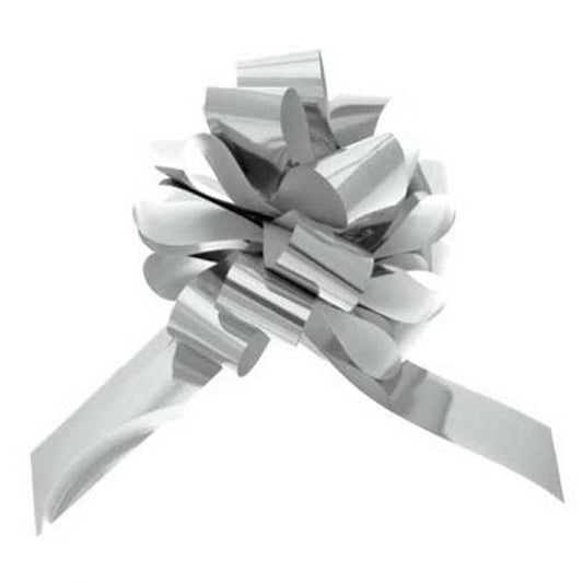 Pack of 30 Metallic Silver Pull Bow Ribbon 31mm