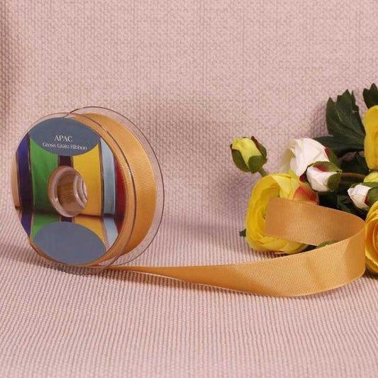 20m Roll Gold Grosgrain Ribbon 25mm
