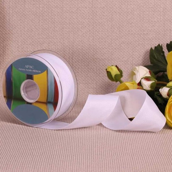 20m White Grosgrain Ribbon 38mm