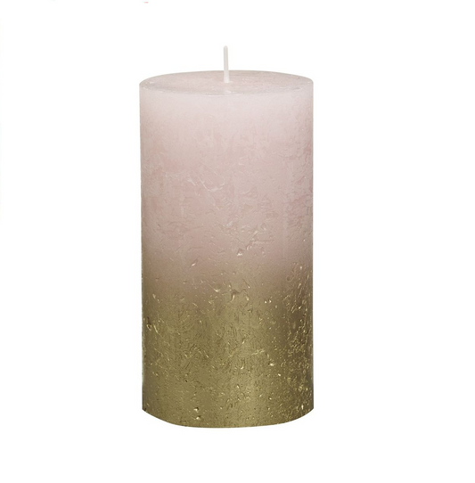 Bolsius Rustic Faded Gold Pink Pillar Candle Unscented