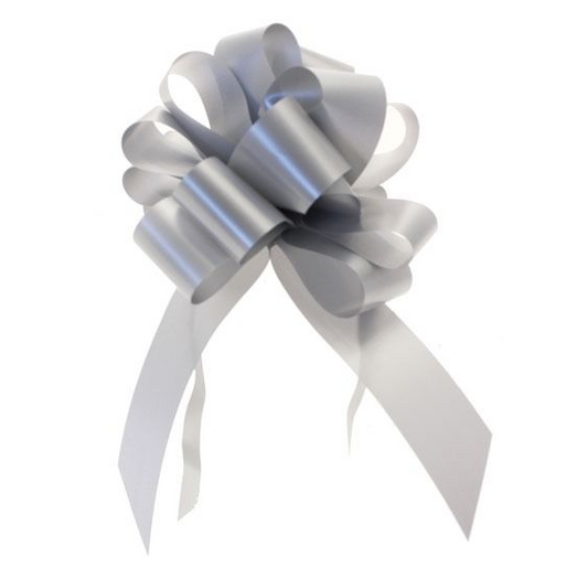 Pack of 30 Silver Pull Bow Ribbon 31mm